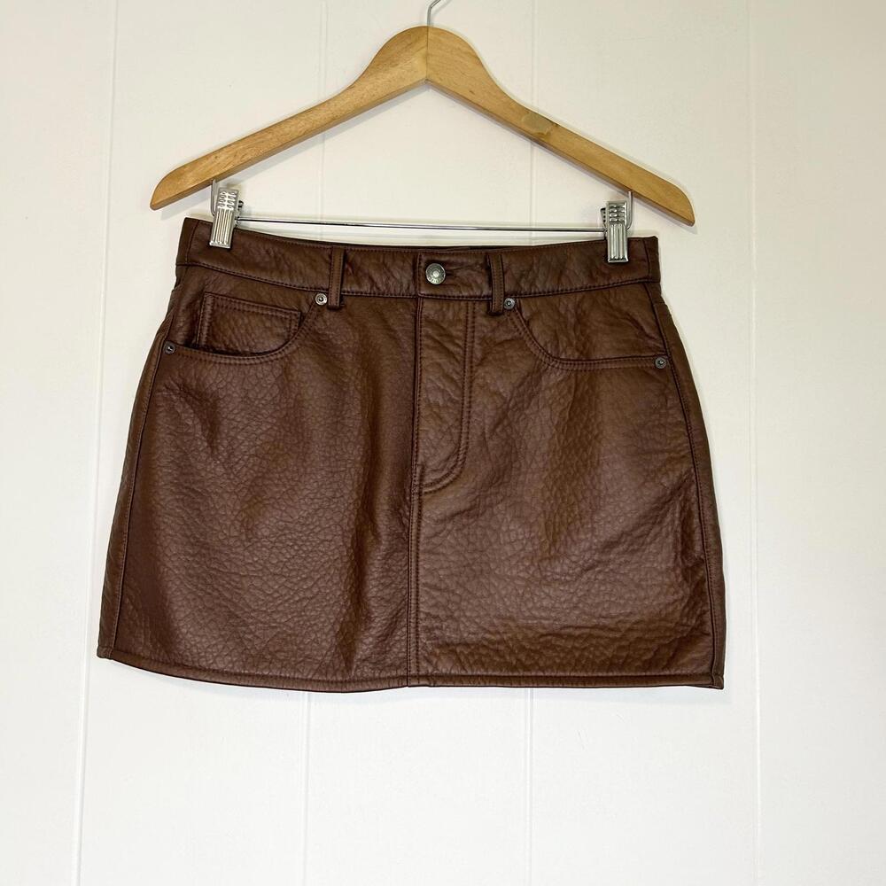Forever 21 F1 Brown Faux Leather Mini Skirt Women’s Large